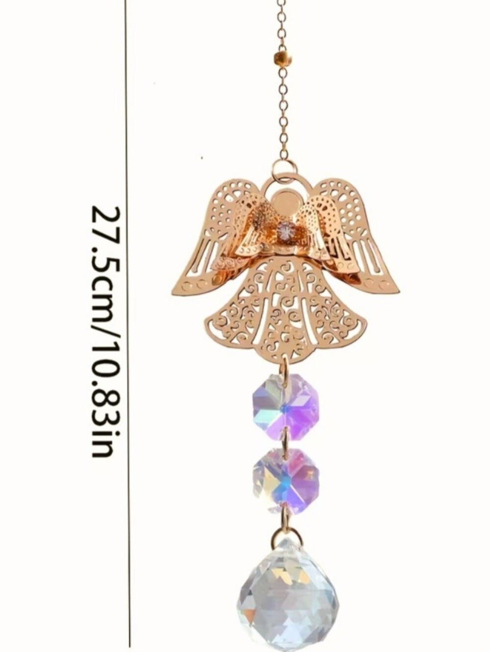 Gold Angel Suncatcher with Crystal Prisms - Picture 2 of 5